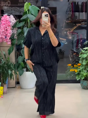 Black Pure Linen Co-ord Set