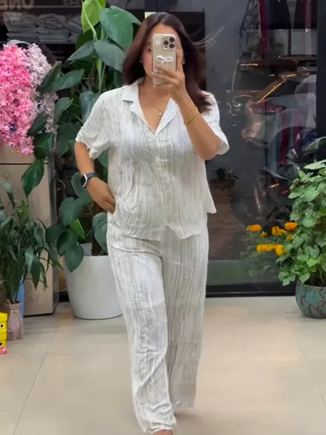 White Pure Linen Co-ord Set