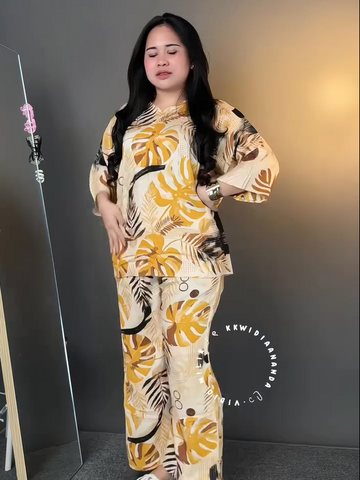 Women’s Tropical Leaf Printed Relaxed Co-Ord Set