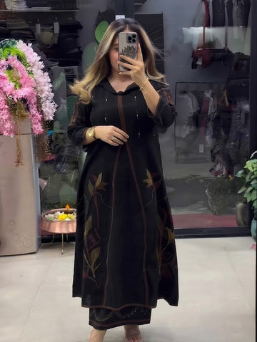 Luxury Ethnic Black A-Line Kurti