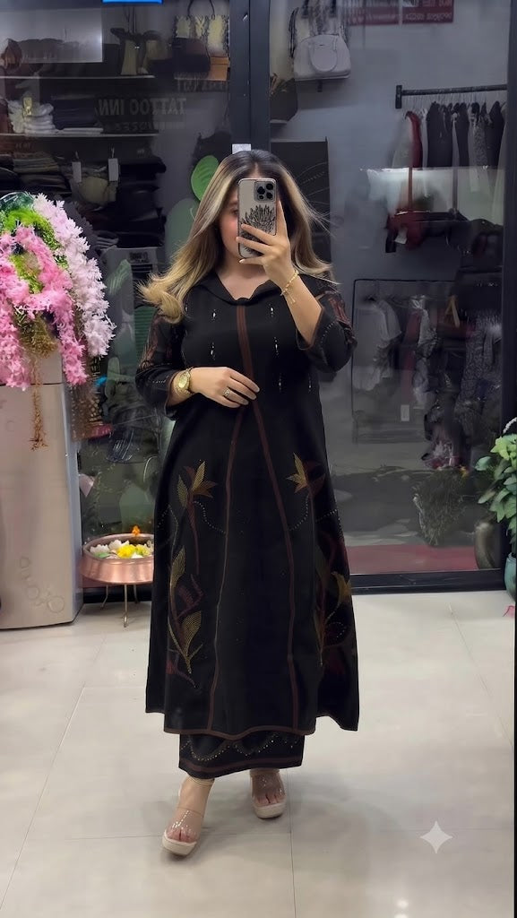 Luxury Ethnic Black A-Line Kurti
