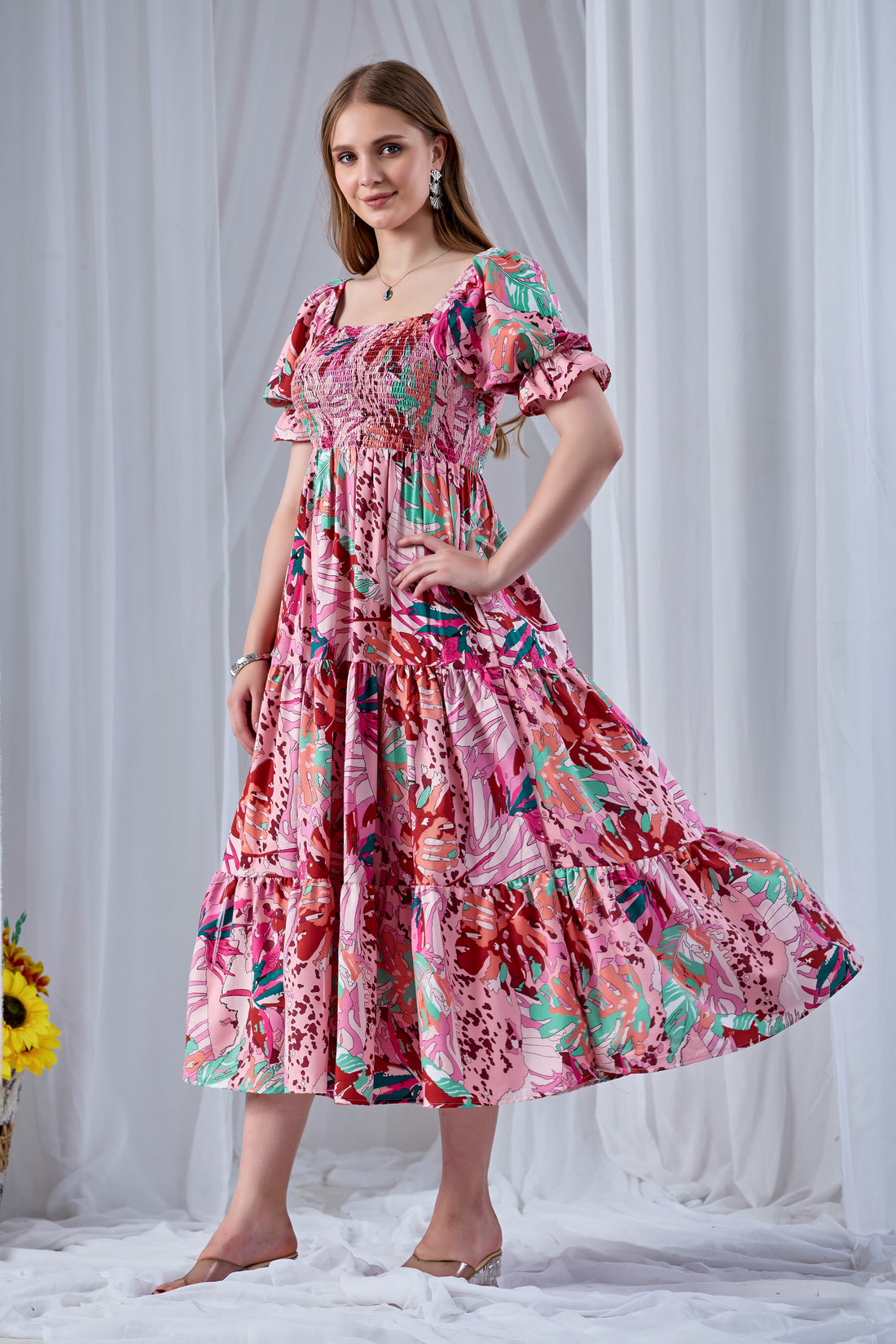 Pink Paradise Smocked Western Dress