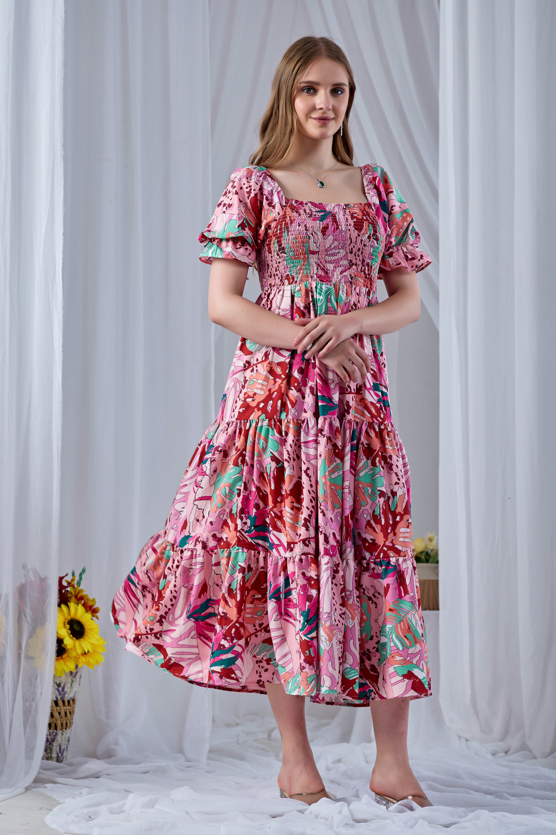Pink Paradise Smocked Western Dress