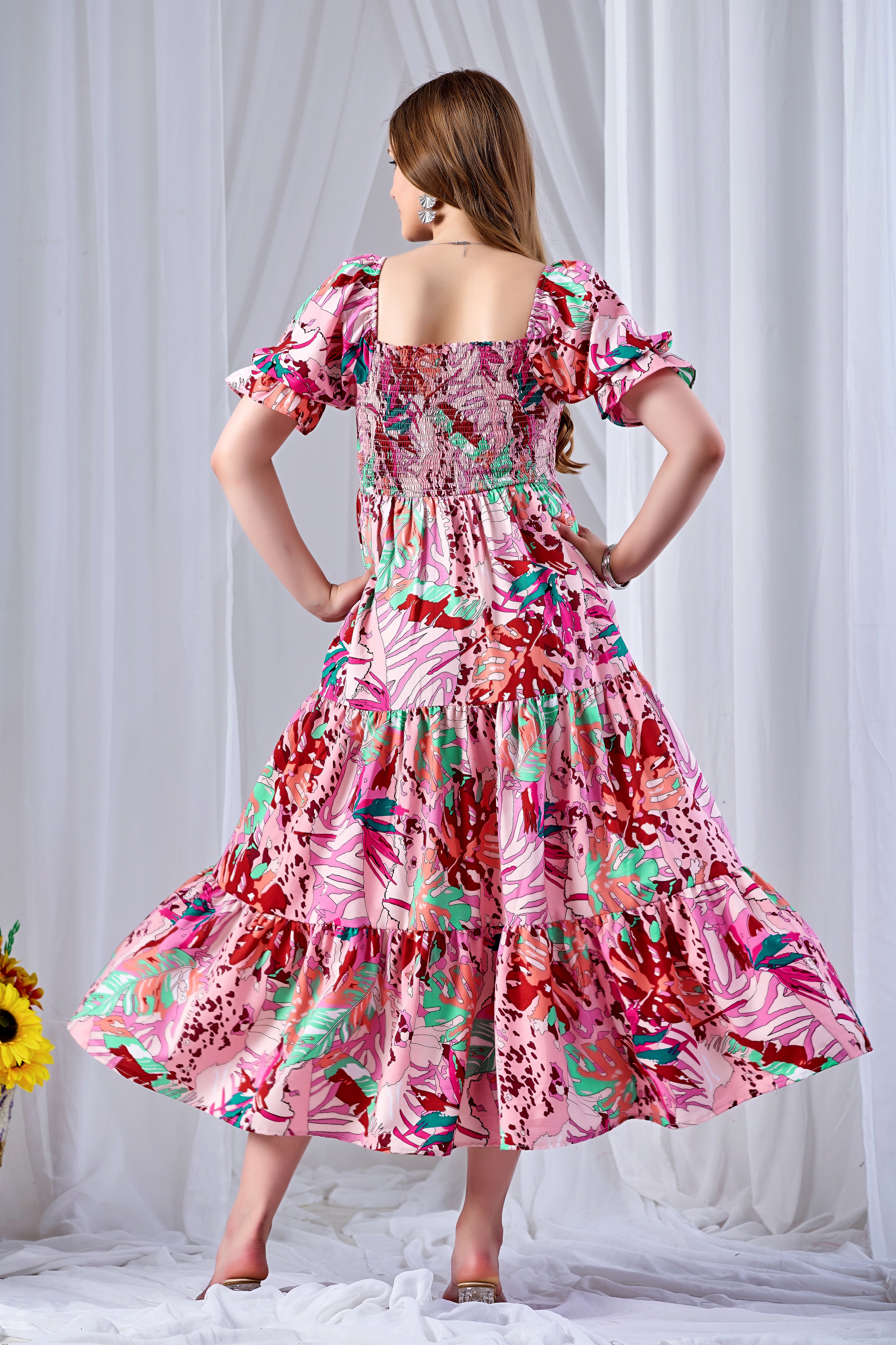 Pink Paradise Smocked Western Dress