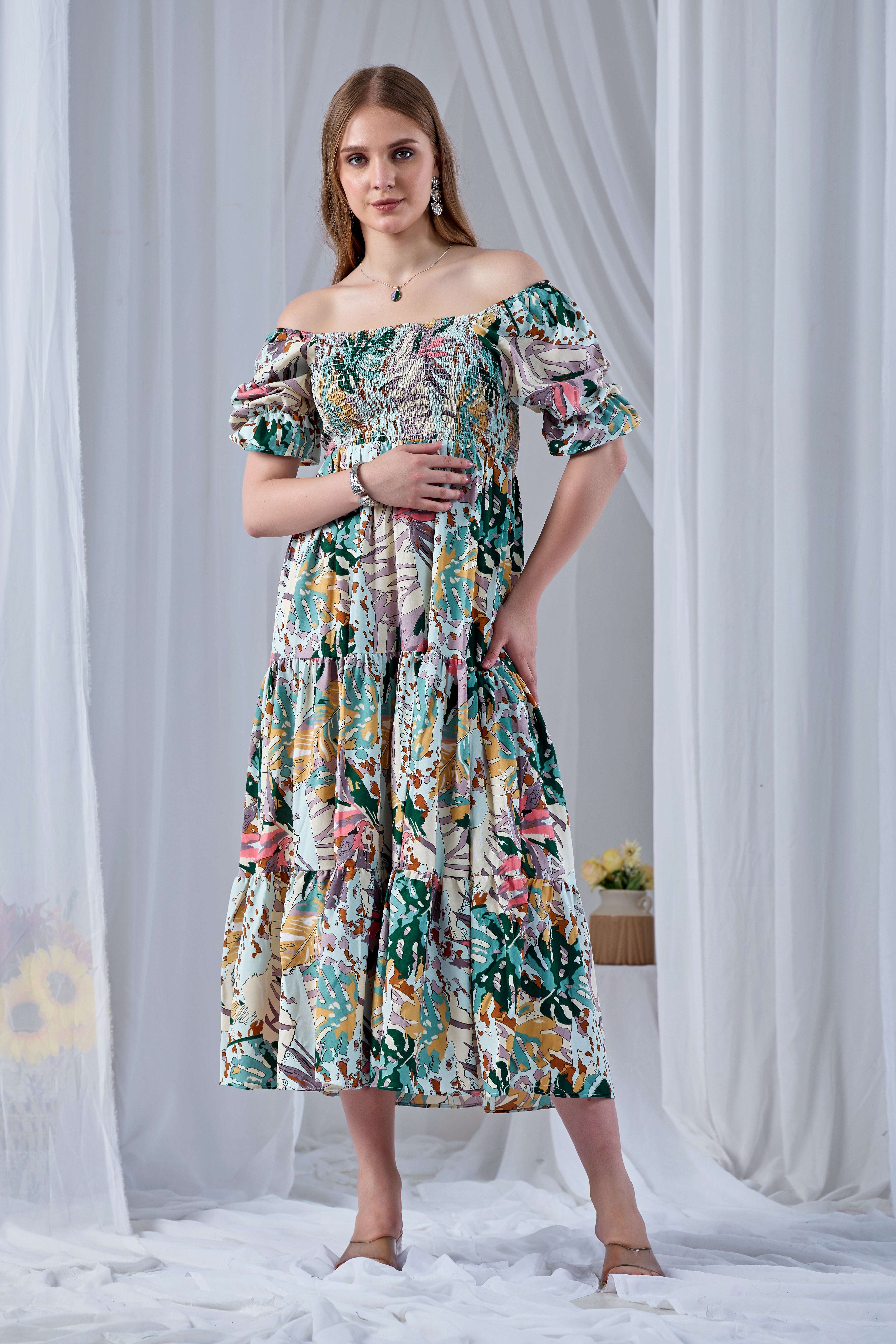 Pink Paradise Smocked Western Dress