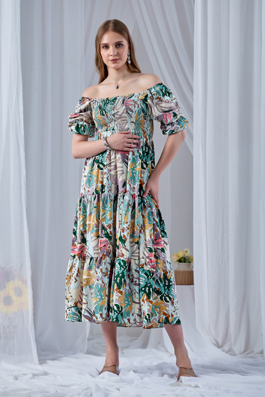 Pink Paradise Smocked Western Dress