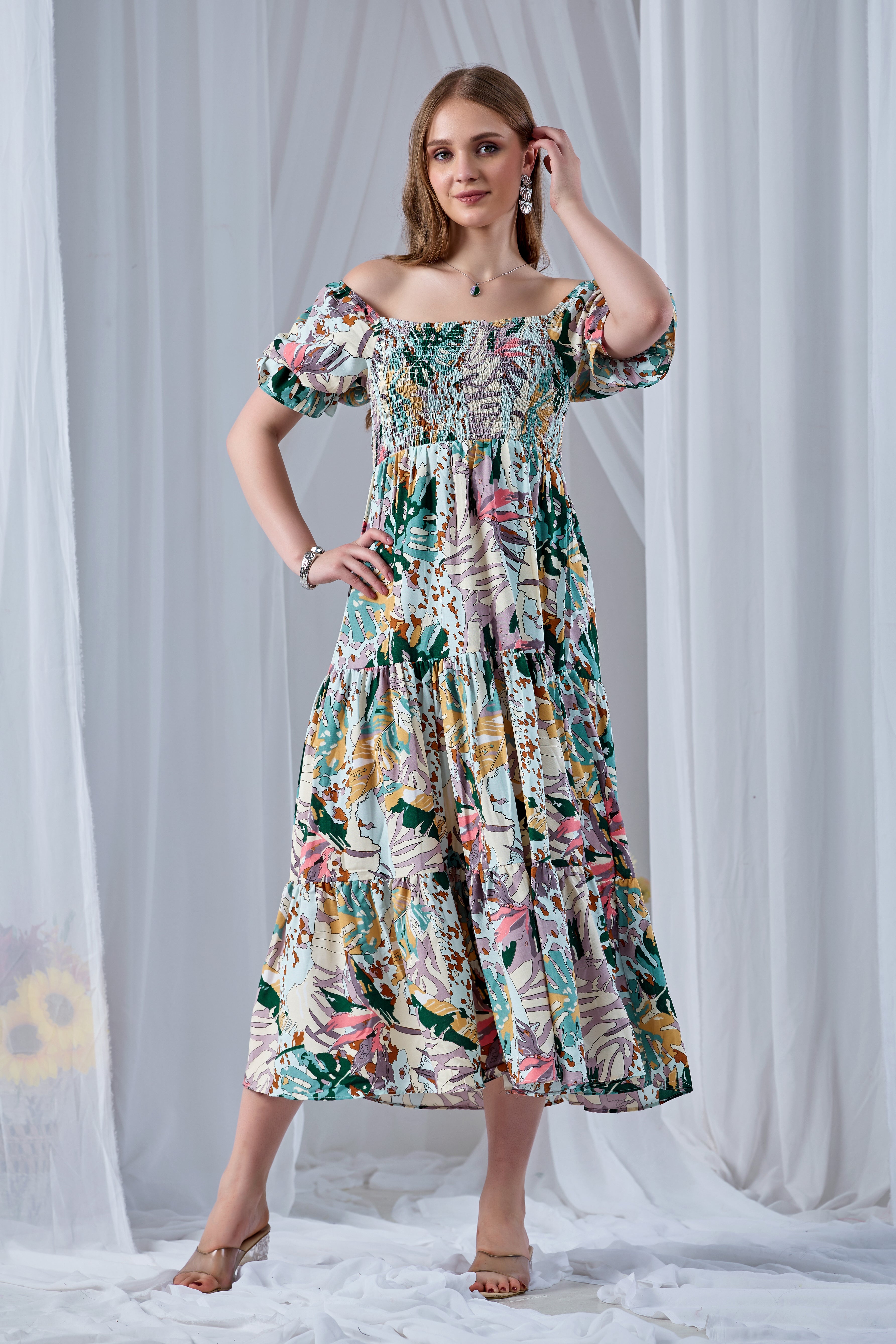 Pink Paradise Smocked Western Dress