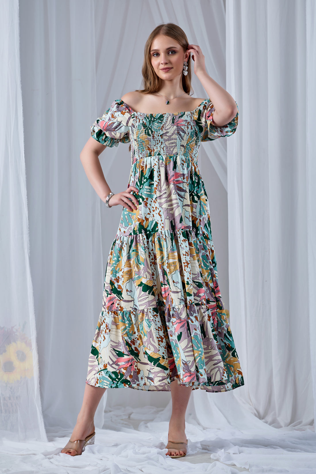 Pink Paradise Smocked Western Dress