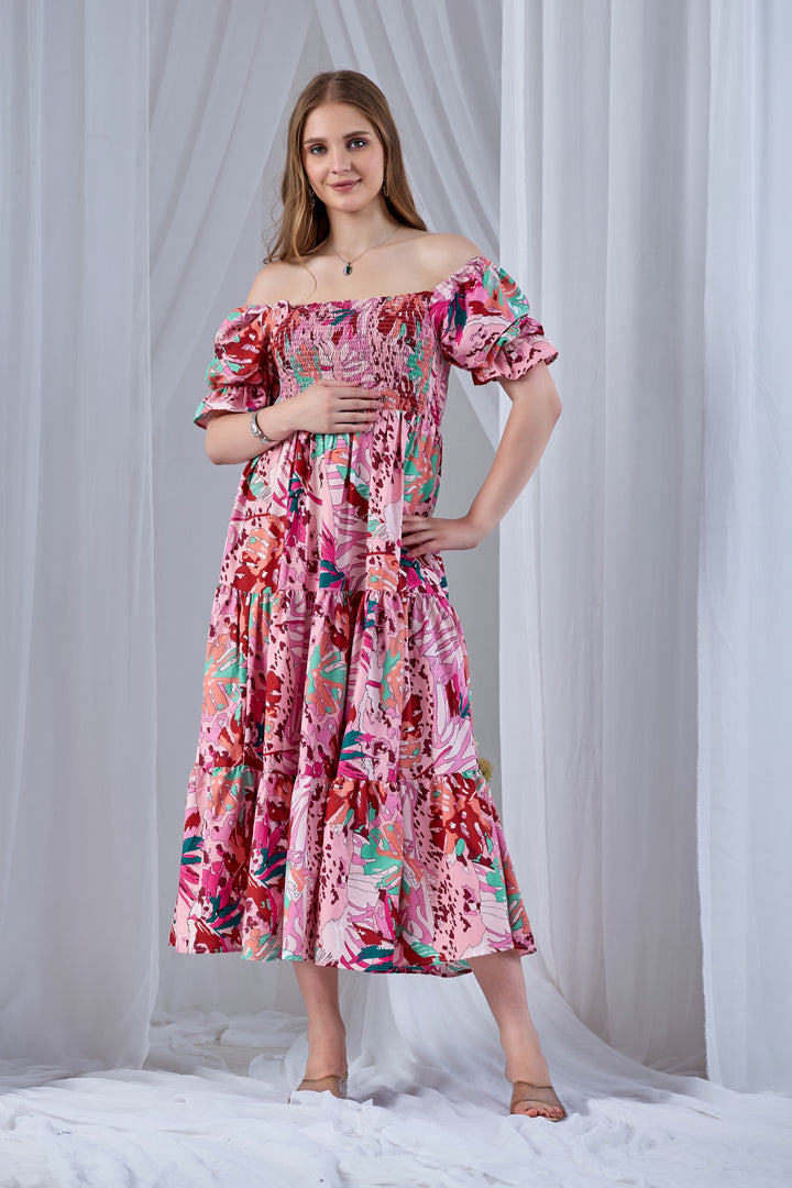 Pink Paradise Smocked Western Dress