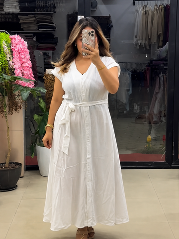 Vastras Aahana Pure Cotton Button Maxi Dress