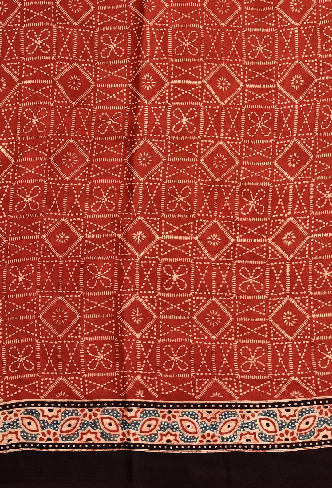 Black Ajrakh Digital Printed Soft Silk Saree with Rich Red Pallu