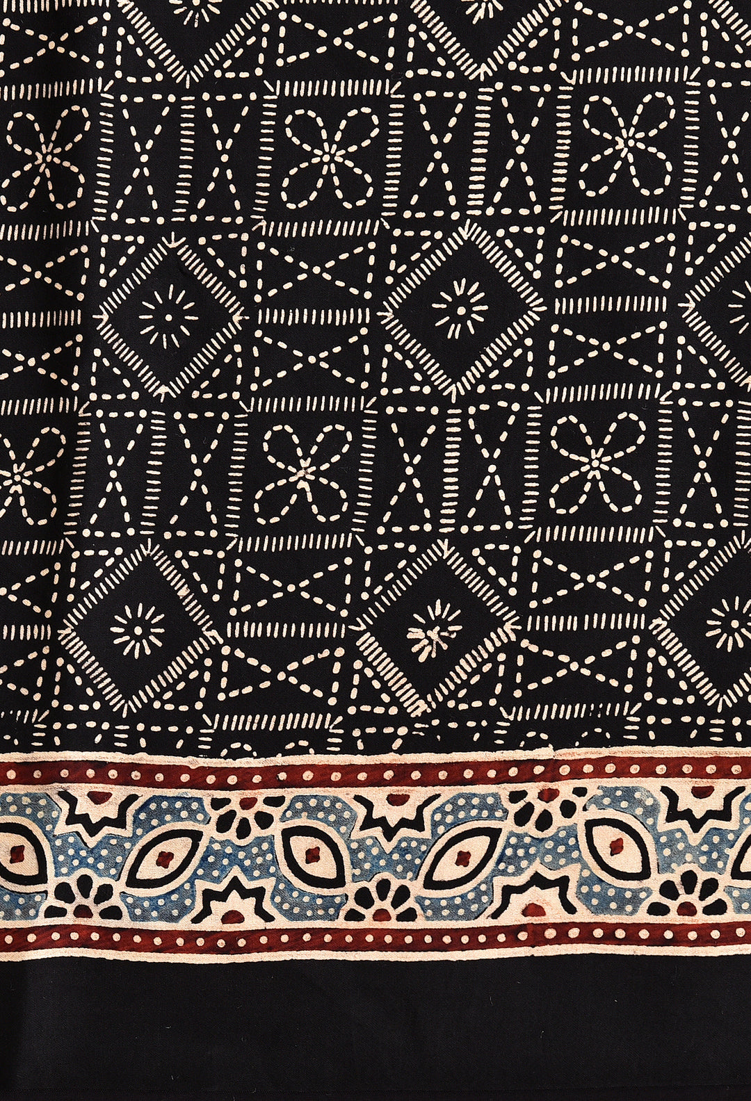 Premium Black Soft Silk Saree with Ajrakh Motifs & Designer Border