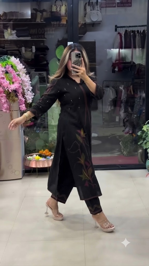 Luxury Ethnic Black A-Line Kurti