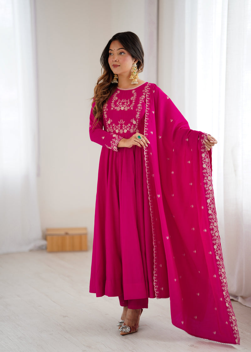 Ruhani Pink Premium Quality Anarkali Suit Set