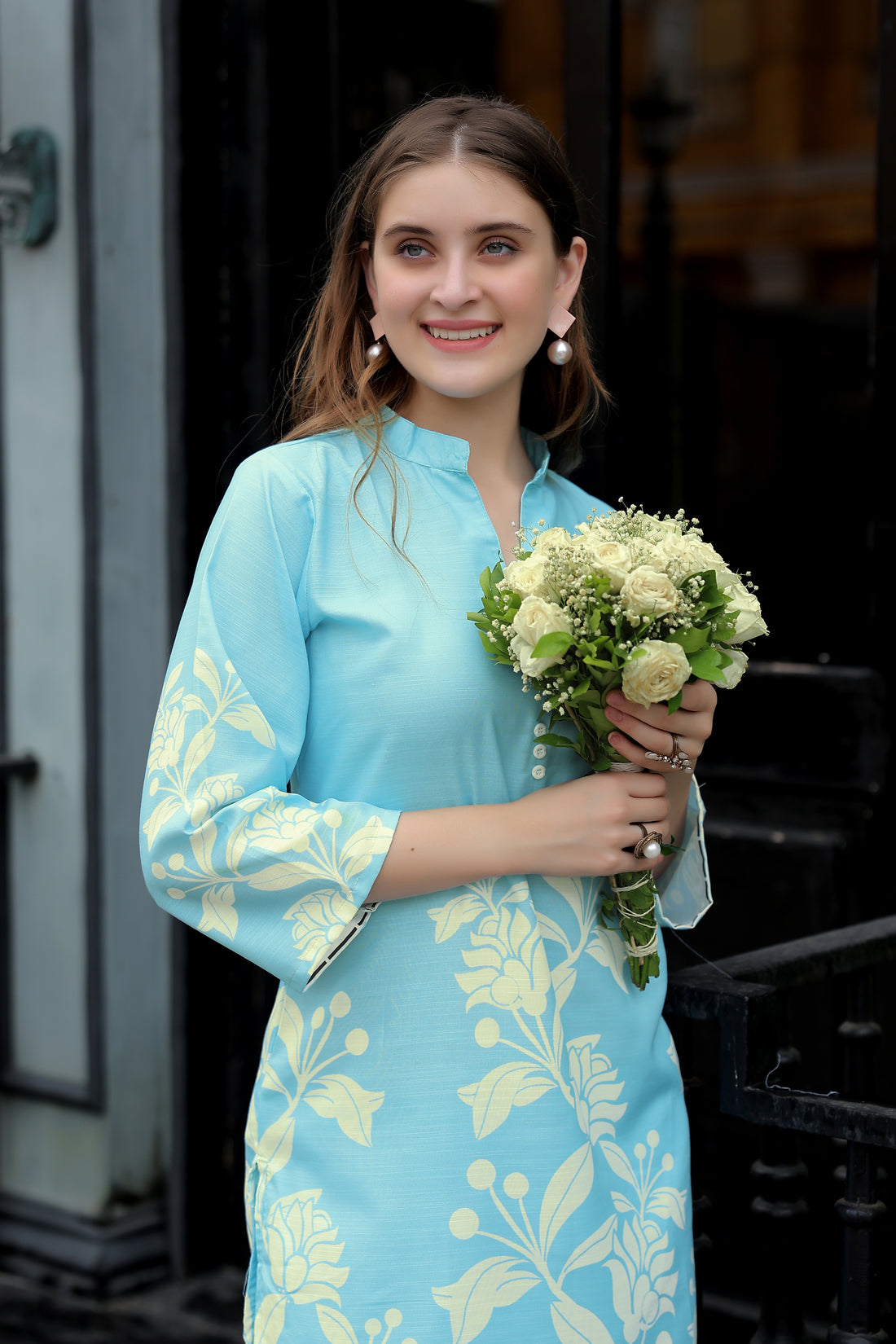 Soft Fabric Aqua Blue Printed Co-ord Set – Comfortable & Trendy