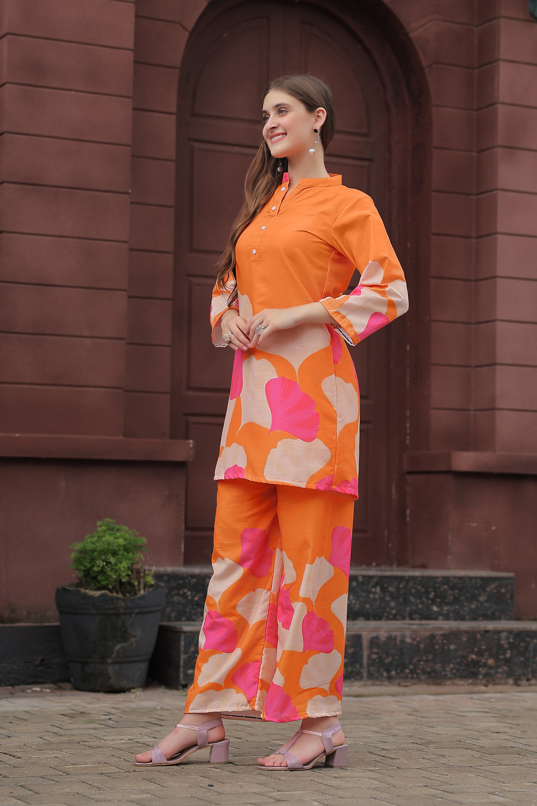 Stylish Orange Two Piece Co-ord Set | Daily & Casual Wear