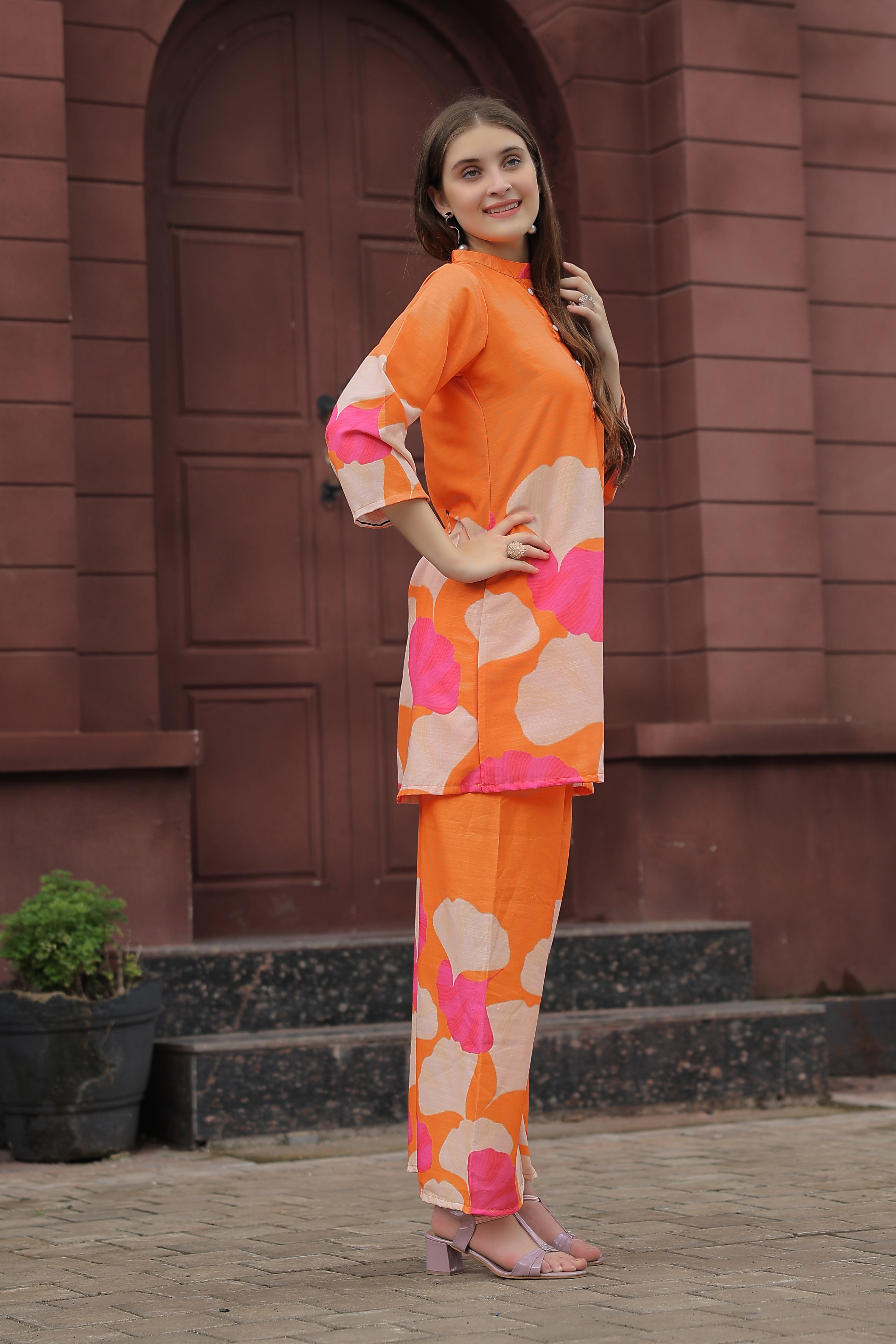 Stylish Orange Two Piece Co-ord Set | Daily & Casual Wear