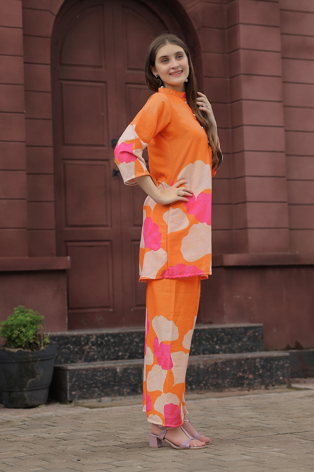 Stylish Orange Two Piece Co-ord Set | Daily & Casual Wear