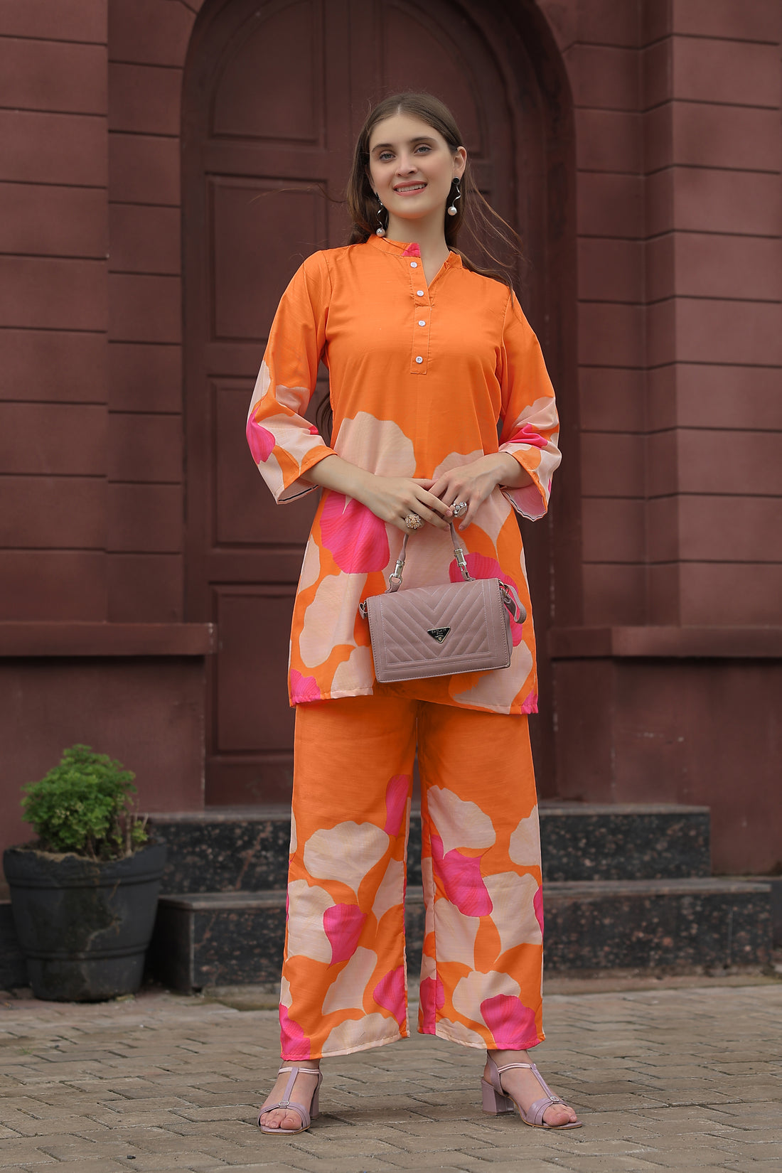 Stylish Orange Two Piece Co-ord Set | Daily & Casual Wear