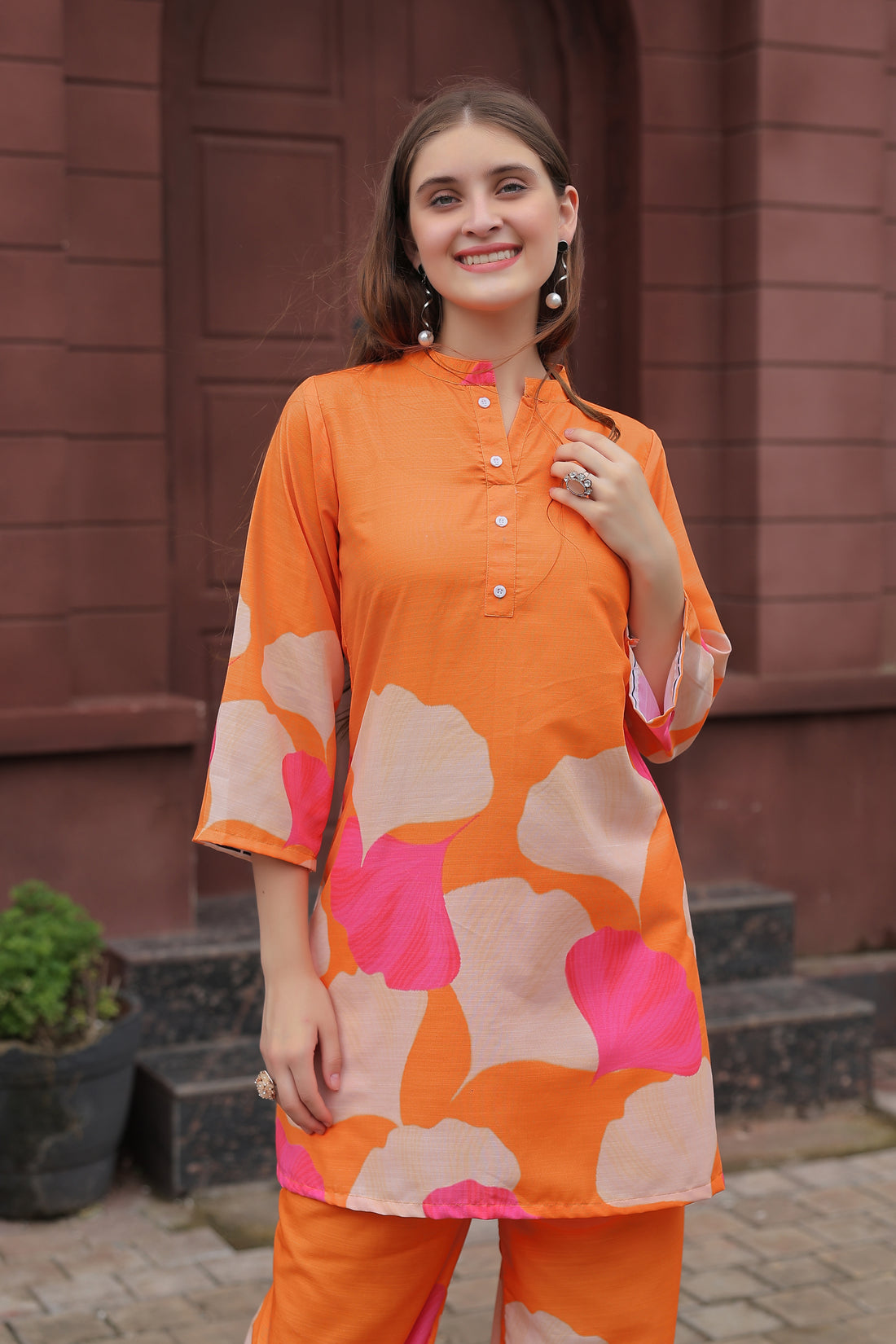 Stylish Orange Two Piece Co-ord Set | Daily & Casual Wear