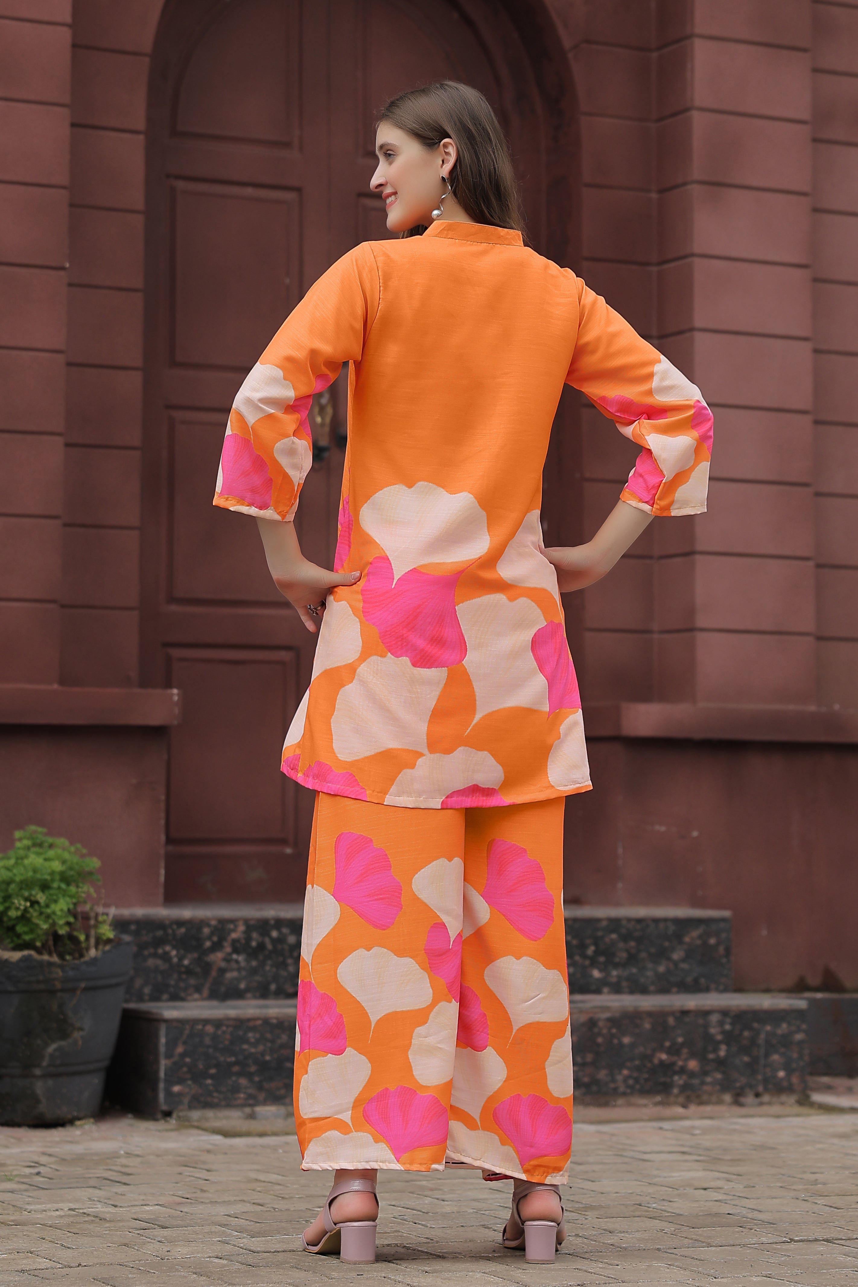 Stylish Orange Two Piece Co-ord Set | Daily & Casual Wear