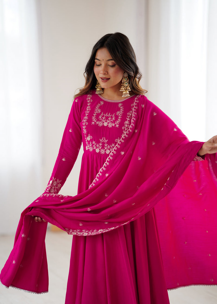 Ruhani Pink Premium Quality Anarkali Suit Set