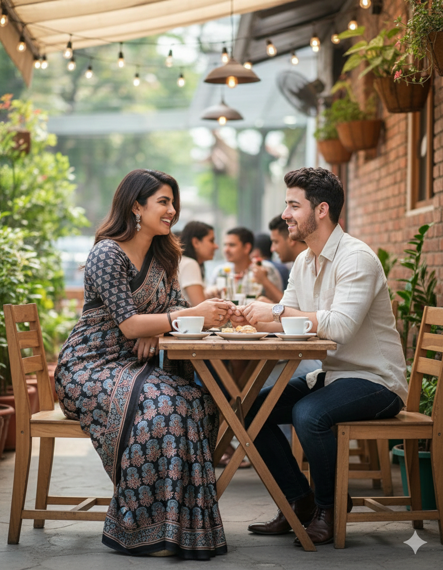 Premium Black Ajrakh Print Soft Silk Saree with Designer Border & Pallu