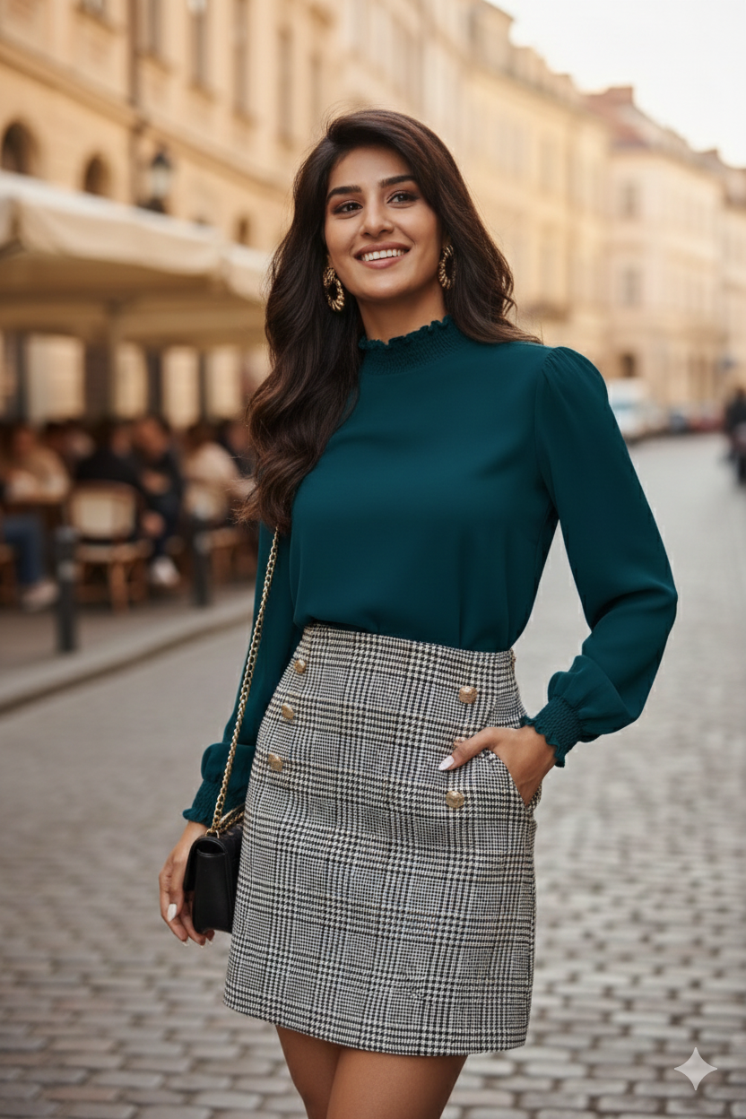 UrbanElegance Smocked Neck Top