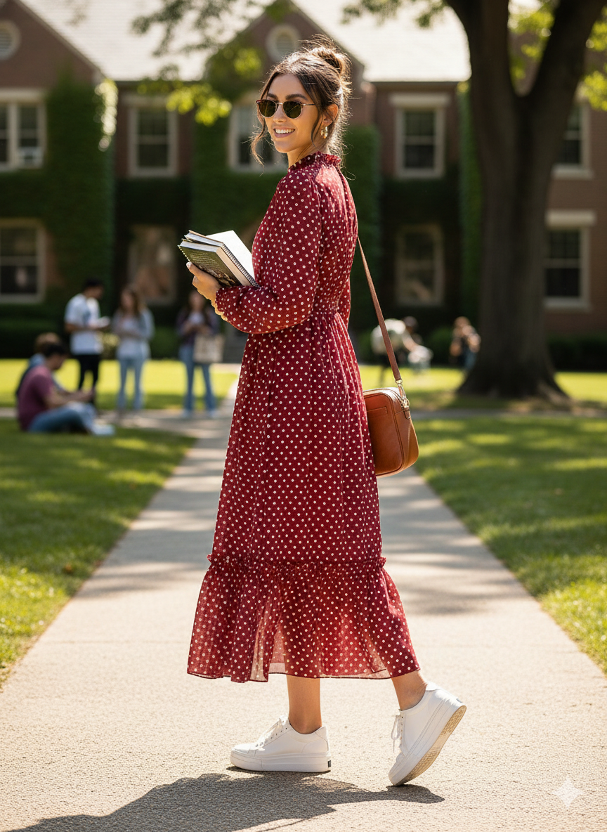 Midnight Polka Maxi Dress