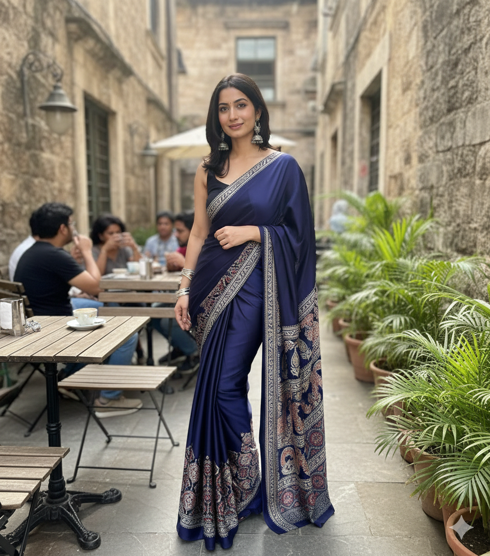 Midnight Royal Blue Heritage Saree