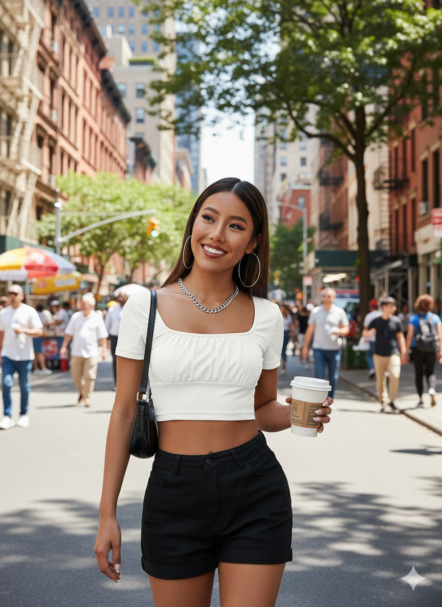 Modern Muse Square Neck Crop Tee