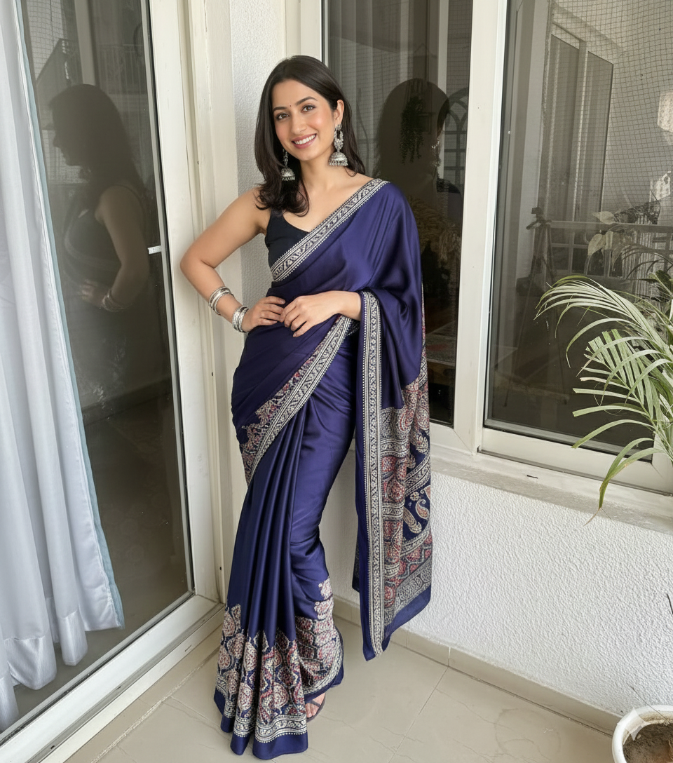 Midnight Royal Blue Heritage Saree