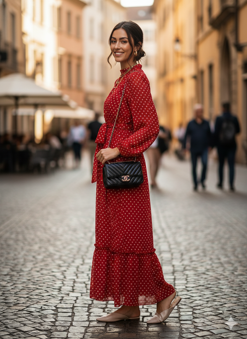 Midnight Polka Maxi Dress