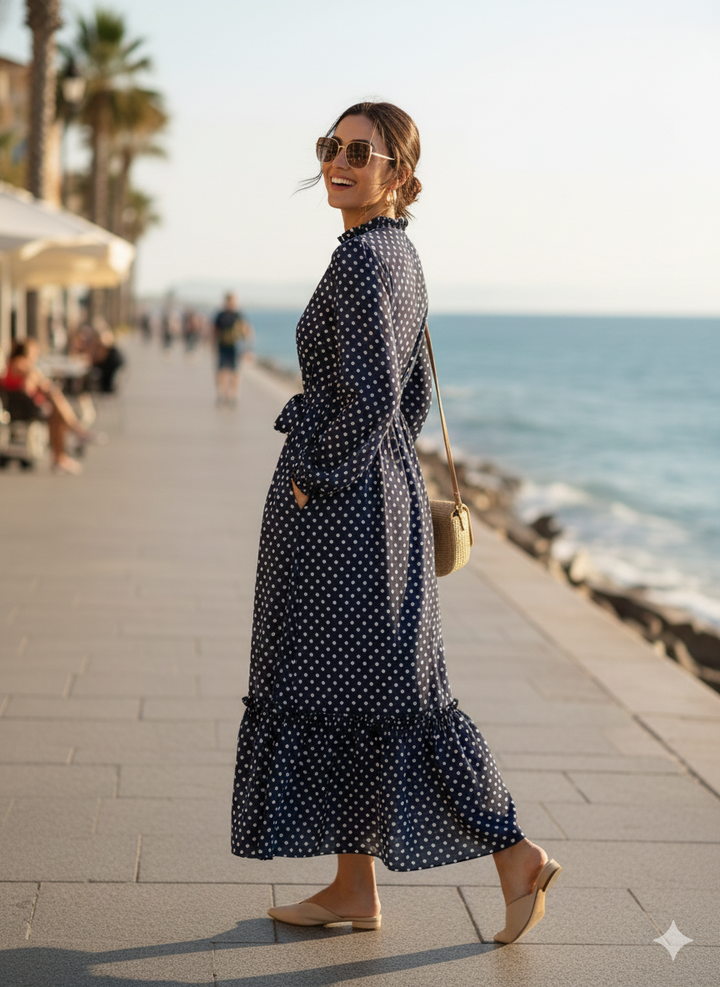 Midnight Polka Maxi Dress