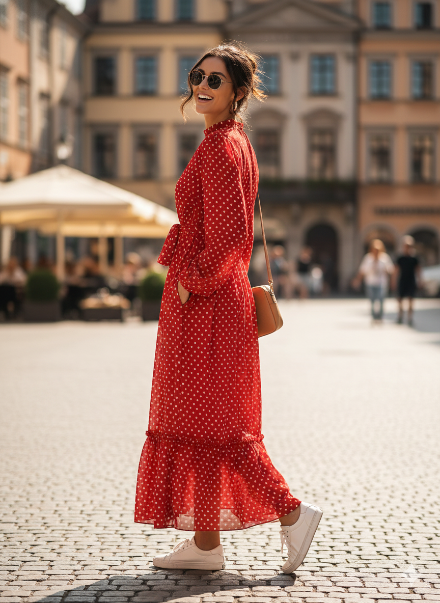 Midnight Polka Maxi Dress