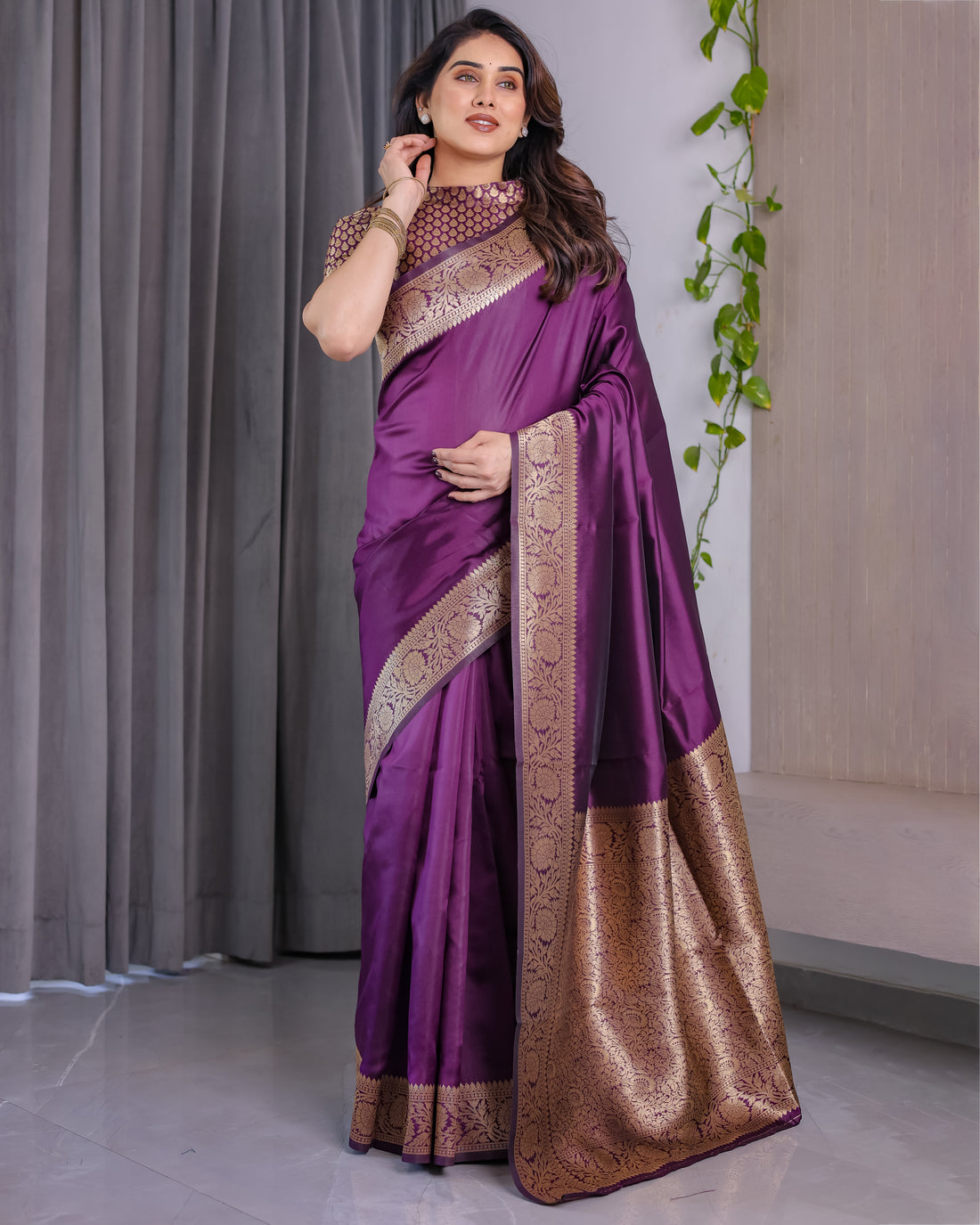 Majestic Purple Kanjivaram Saree