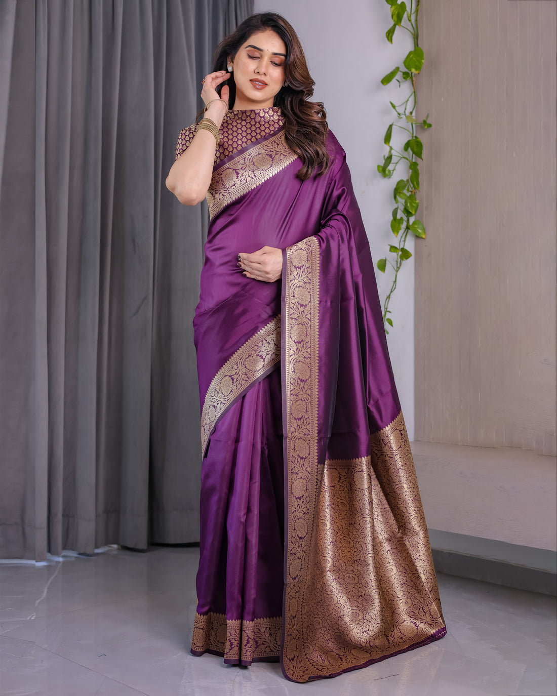 Majestic Purple Kanjivaram Saree