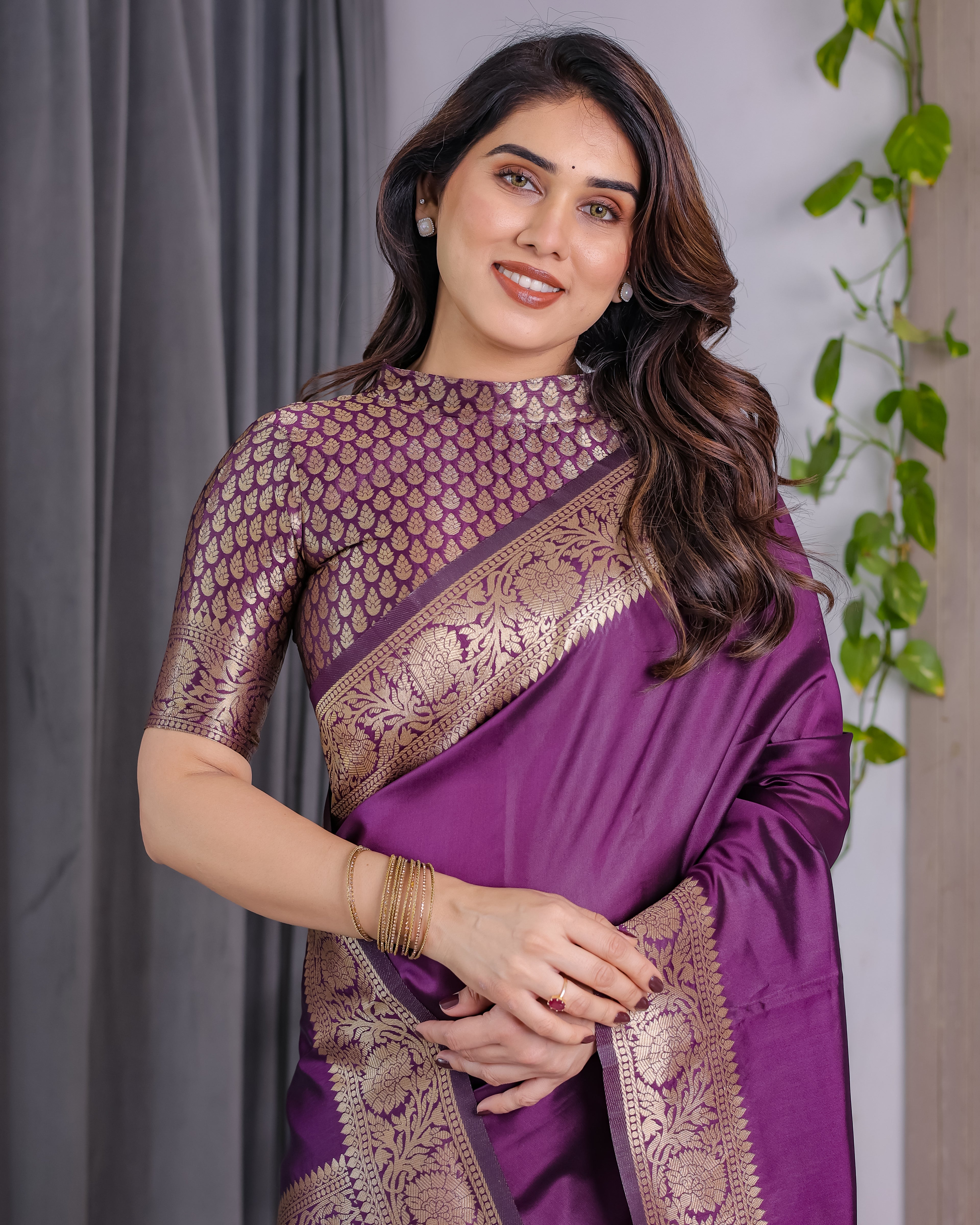 Majestic Purple Kanjivaram Saree
