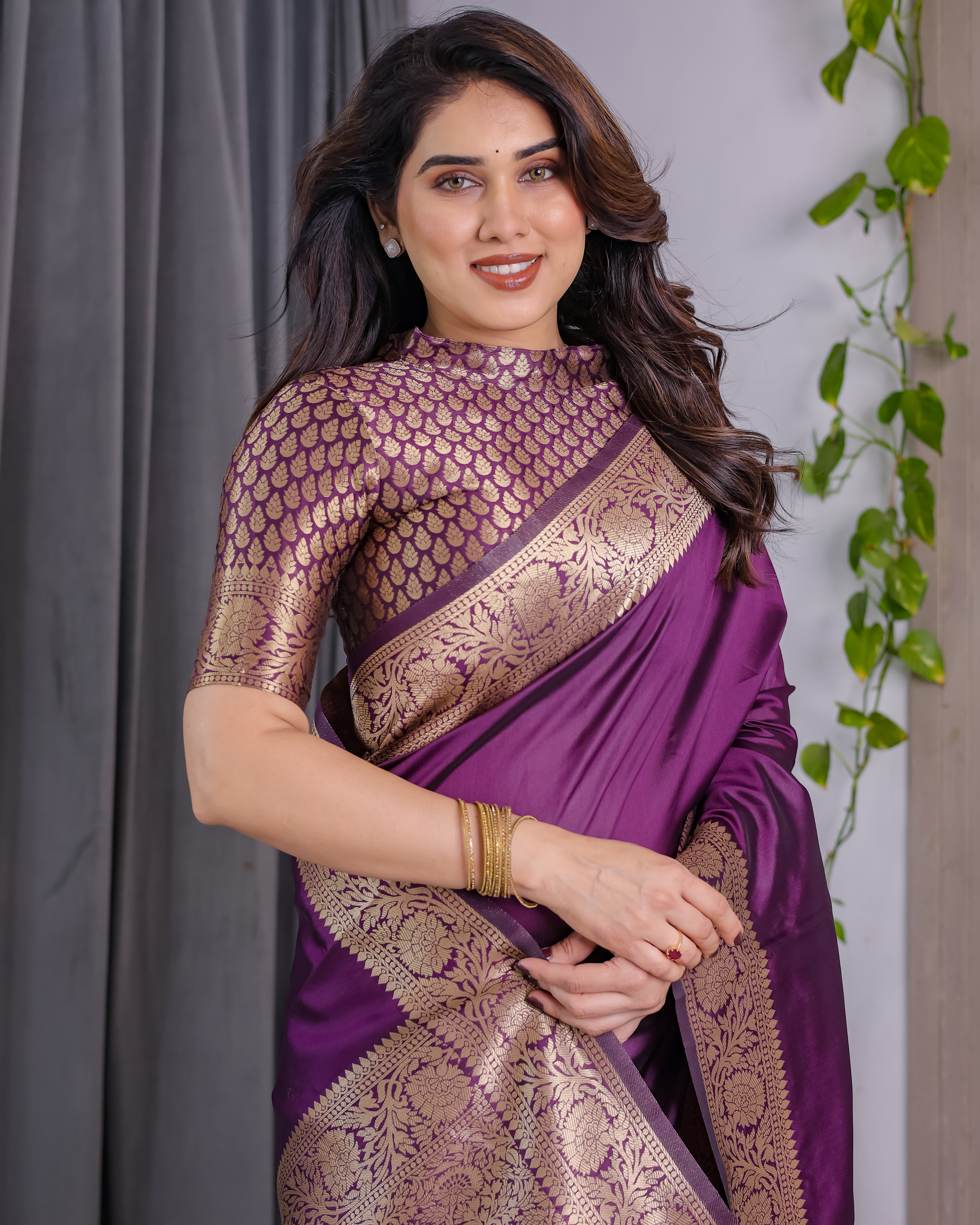 Majestic Purple Kanjivaram Saree