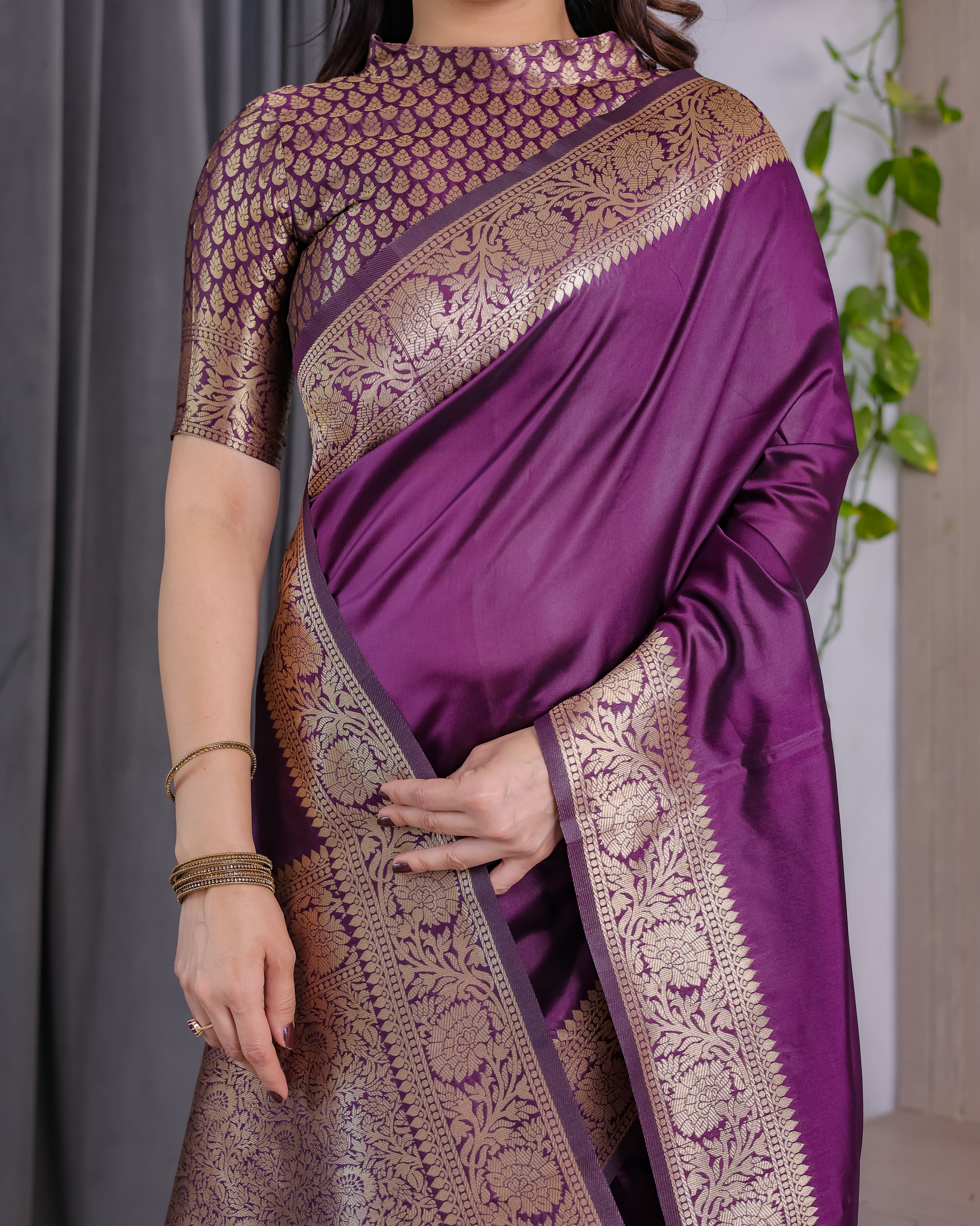Majestic Purple Kanjivaram Saree