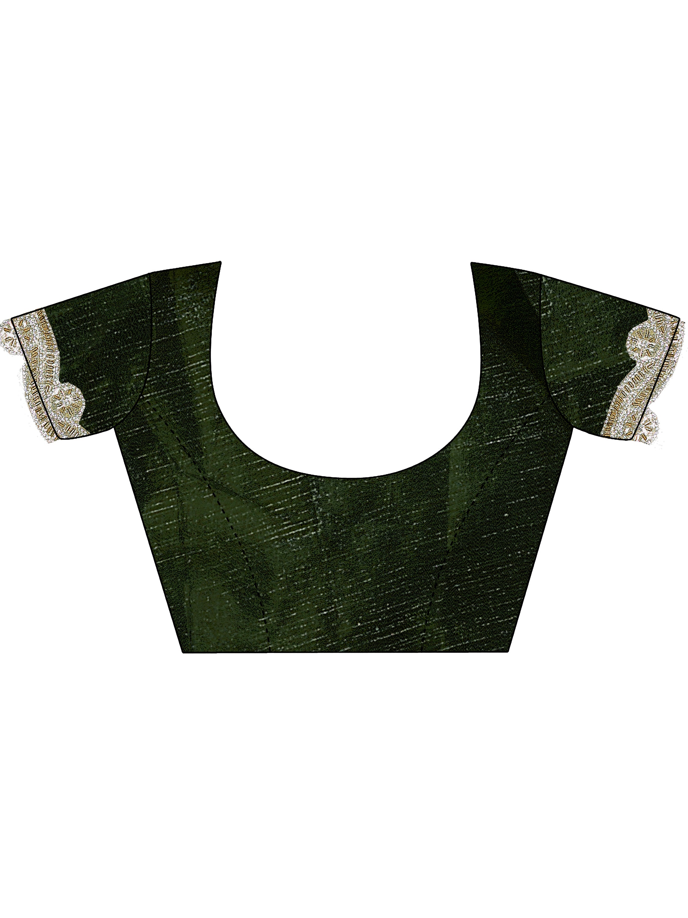 Royal Olive Green Designer Silk Saree with Elegant Golden Lace Border