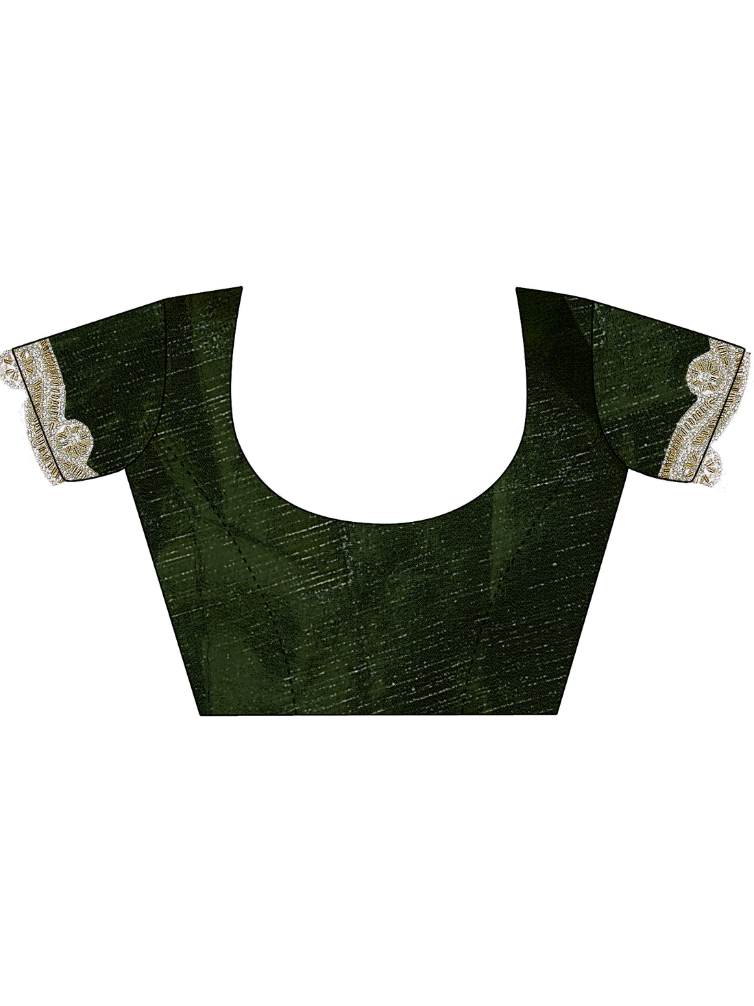 Royal Olive Green Designer Silk Saree with Elegant Golden Lace Border