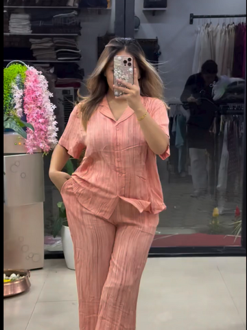 Women’s Premium Textured Relaxed Fit Lilen Co-Ord Set