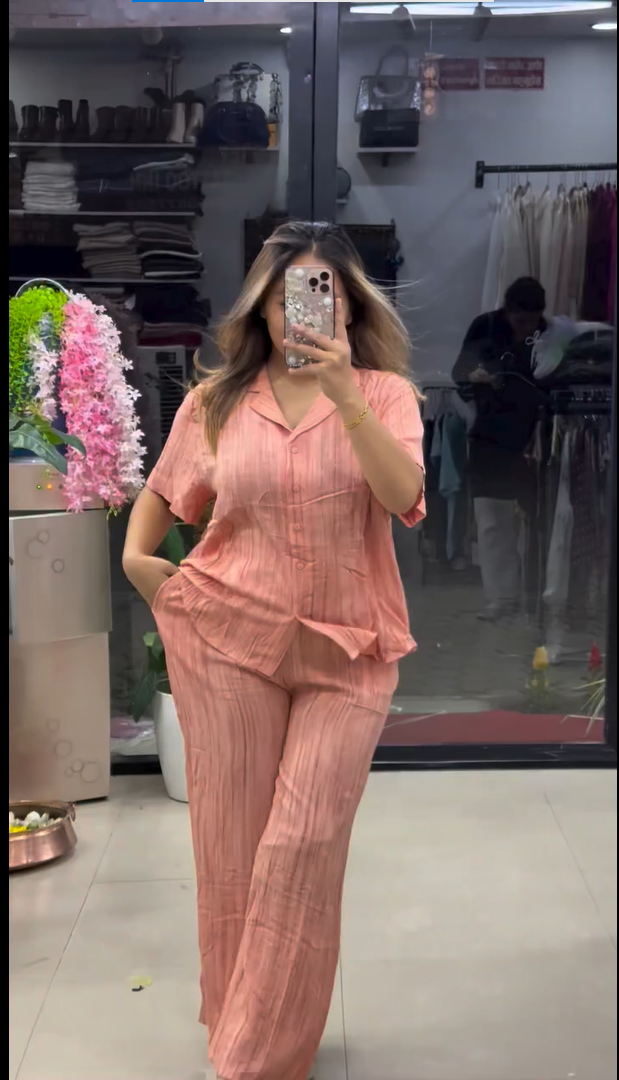 Women’s Premium Textured Relaxed Fit Lilen Co-Ord Set