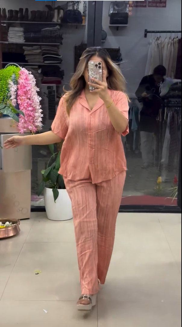 Women’s Premium Textured Relaxed Fit Lilen Co-Ord Set