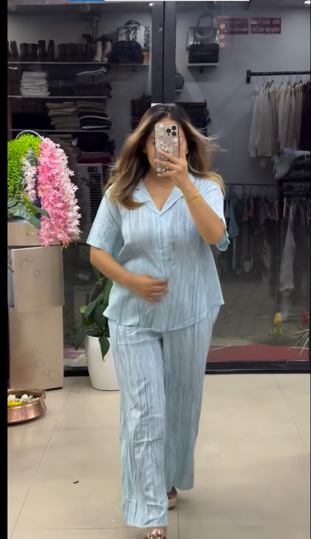 Women’s Premium Textured Relaxed Fit Lilen Co-Ord Set