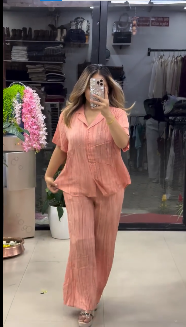 Women’s Premium Textured Relaxed Fit Lilen Co-Ord Set