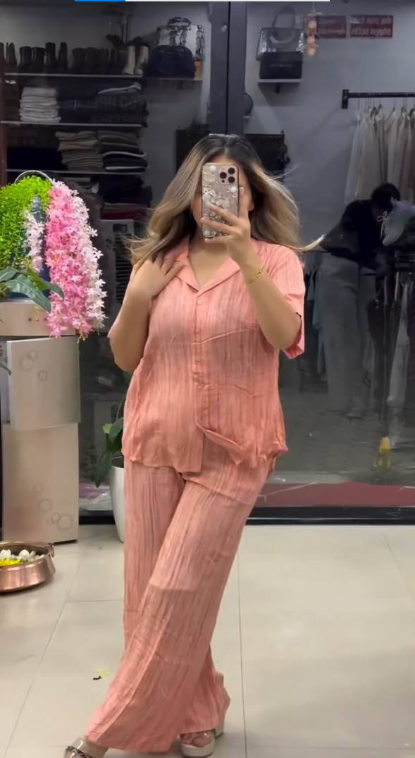 Women’s Premium Textured Relaxed Fit Lilen Co-Ord Set