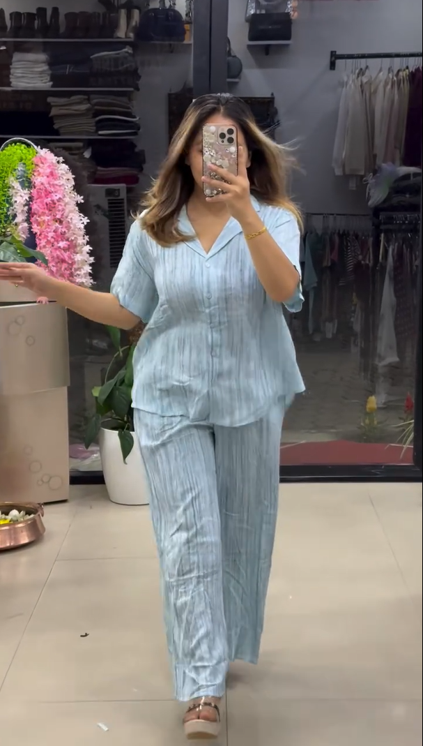 Women’s Premium Textured Relaxed Fit Lilen Co-Ord Set