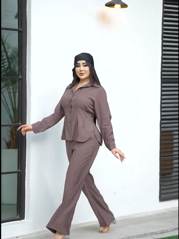 Premium Women’s Solid Shirt & Wide-Leg Pant Co-Ord Set